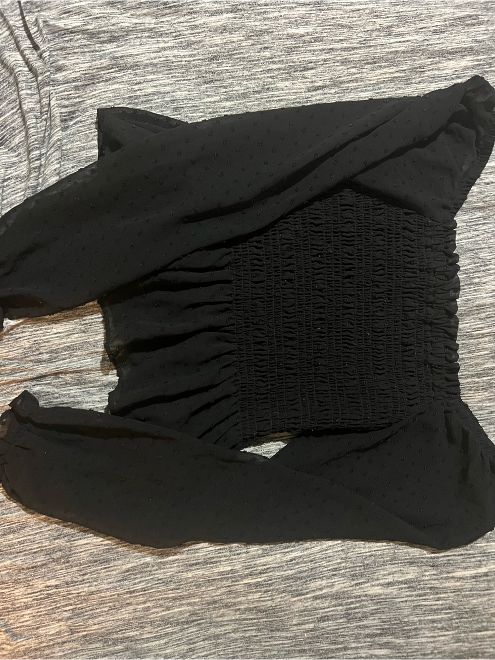 Moa Moa Black Smocked Long-Sleeve Blouse